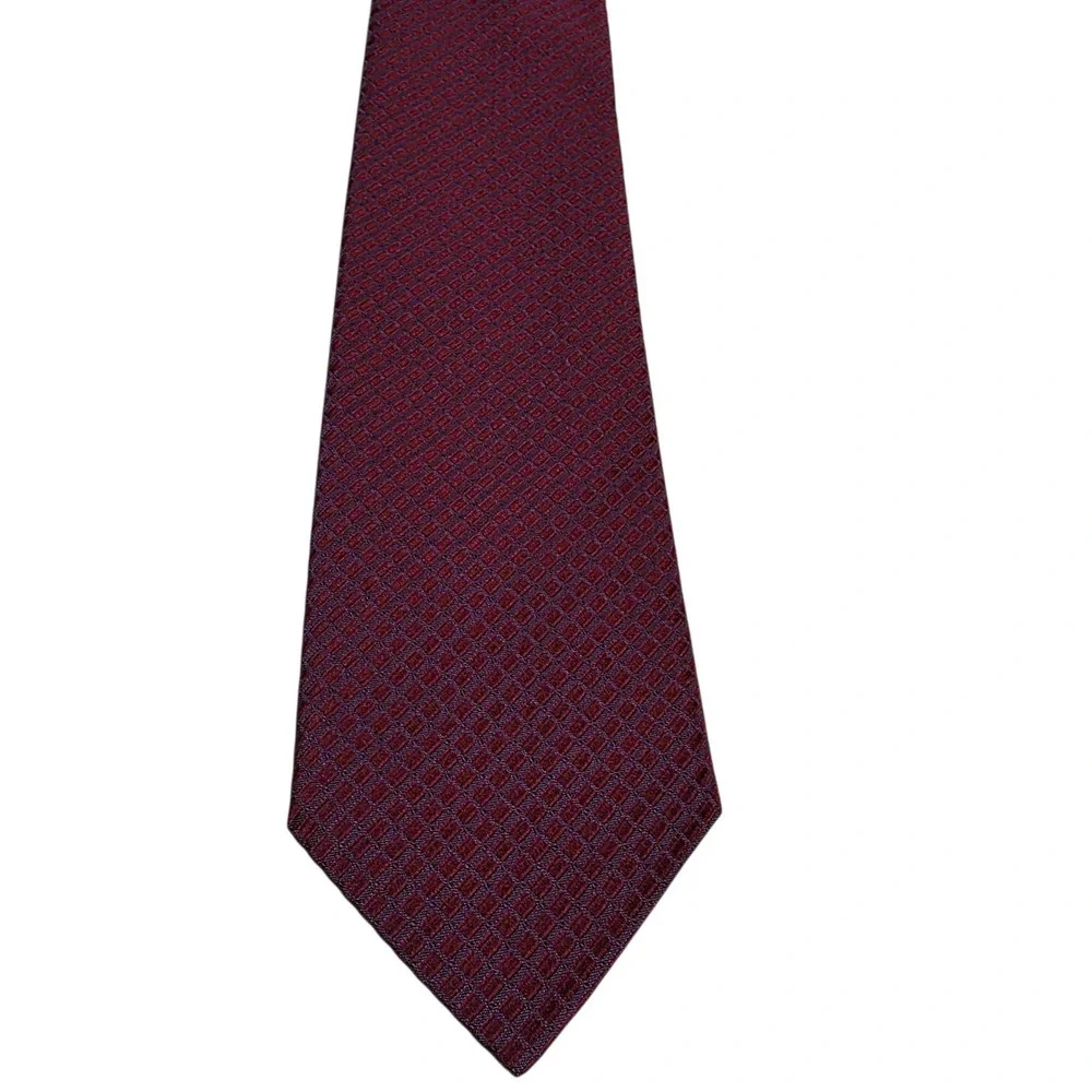 SCHOFFA Burgundy Textured‎ Silk Mens Necktie Hand Finished Made in Italy Luxury